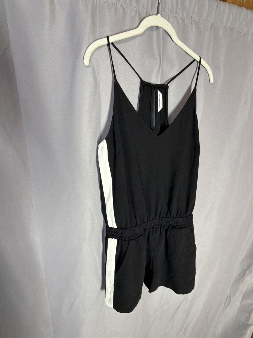 Amanda Uprichard Track Romper in Black Ivory Stripe Women’s Sz X Large XL - Picture 4 of 9
